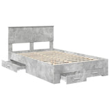 Bed Frame Concrete Grey 135 x 190 cm Engineered Wood 3408275