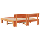 Bed Frame with Headboard Wax Brown 180 x 200 cm Solid Pine Wood 872559