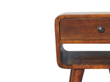 Solid Wood Mini Chestnut Curve Lower Bedside, 1 Drawer and Open Slot, Dark Brown B2743P402922
