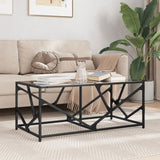 Coffee Table with Black Glass Top 98.5x50x41 cm Steel 845997
