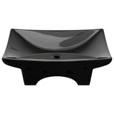 Black Luxury Ceramic Basin Rectangular with Overflow & Faucet Hole 140689