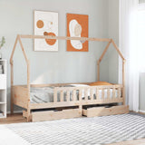 Kids Bed Frame with Drawers without Mattress 90x200 cm Solid Wood 3302032