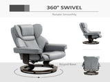 360&deg Swivel Recliner Chair with Footstool, PU Leather Manual Recliner Armchair with Solid Wood T3398P343500