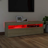 TV Cabinet with LED Lights Sonoma Oak 120x35x40 cm 804376