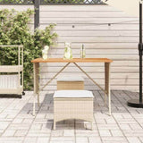Garden Table with Acacia Wood Top Beige 105x75x72 cm Poly Rattan 4104140