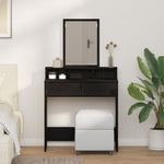 ZNTS Vanity Table Black Oak MDF and Glass 79 x 41 x 140 cm 865137