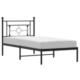 Metal Bed Frame without Mattress with Headboard Black 100x200cm 374334
