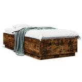 Bed Frame with LED without Mattress Smoked Oak 100x200 cm 3209629