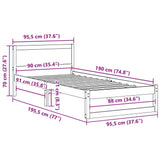 Bed Frame with Headboard White 90 x 190 cm Solid Pine Wood 873296