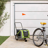 Pet Bike Trailer Green and Grey Oxford Fabric and Iron 93899