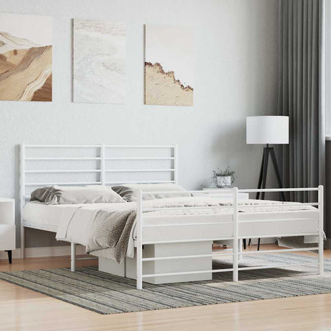 Metal Bed Frame without Mattress with Footboard White 120x190cm 352383