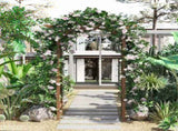 Wooden Garden Arbor, Arch Trellis with Classic Countryside Style, Pergola Style Roof for Climbing T3398P547989