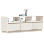 TV Cabinet White 140x37x50 cm Solid Wood Pine 813431