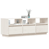 TV Cabinet White 140x37x50 cm Solid Wood Pine 813431