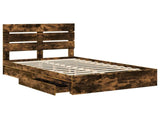 Storage Bed with Drawer Smoked Oak 120 x 190 cm Engineered Wood 3411916
