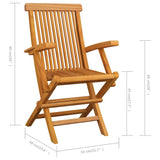 Garden Chair Set of 3 Teak Solid teak wood Medium Foldable 312277