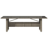 Garden Table with Glass Top Grey 240x90x75 cm Poly Rattan 365599