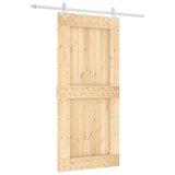 Sliding Door Natural and White 95 x 210 cm Solid Pine Wood 3445111