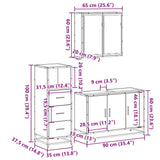 ZNTS 3 Piece Bathroom Furniture Set Black Engineered Wood 3301010