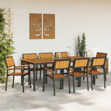 Garden Dining Set 9 pcs Black and brown 200 x 90 x 75 cm 3284420