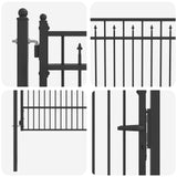 Fence Gate HORST 100 x 125 cm Metal Black Lockable 42034065