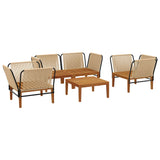 5 pcs Solid Acacia Wood & Rope Natural 3407776