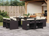 Garden Dining Set Black and Cream White PE Rattan 8-Seater 3211194