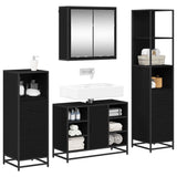 Bathroom Furniture Set 4 pcs Black Oak Engineered Wood 3402356