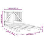 Bed Frame without Mattress Grey 140x200 cm Solid Wood Pine 3281564