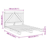 Bed Frame without Mattress Grey 140x200 cm Solid Wood Pine 3281564
