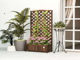 53L Garden Wooden Planter Box with Trellis Free Standing Flower Raised Bed with Lattice for Climbing T3398P325312