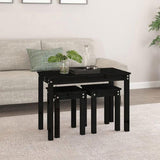 Nesting Tables 3 pcs Black Solid Wood Pine 824982
