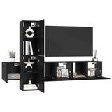 TV Cabinet Set Wall-mounted 5 pcs Black Oak Engineered Wood 3393481