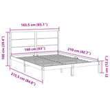 Extra Long Bed Frame without Mattress 160x210 cm Solid Wood 3309273