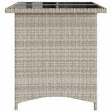 Garden Table with Glass Top Light Grey 110x68x70 cm Poly Rattan 366354