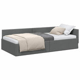 Corner Bed Frame with Headboard Dark Grey 90 cm x 200 cm Velvet 42016044