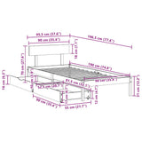 Bed Frame without Mattress White 90x190 cm Single Solid Wood Pine 3301501