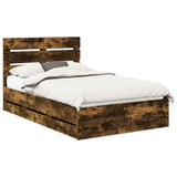 Bed Frame with Drawer Smoked Oak 135 x 190 cm Engineer Wood 3411841