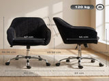 Modern Makeup Vanity Chair, Snow Flannel Office Chair with Tub Back, Black T3398P550299