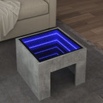 ZNTS Coffee Table with Infinity LED Concrete Grey 40x40x30 cm 847598