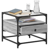 Coffee Table with Glass Top Grey Sonoma 50x50x45 cm Steel 846052
