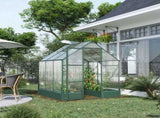 6x6 FT Polycarbonate Greenhouse with Base and Raised Bed, Walk-in Greenhouse with Aluminium Frame, T3398P314759