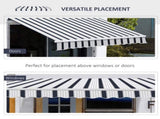 Manual Retractable Awning, 4x3 m-Blue/White T3398P310350