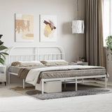 Metal Bed Frame without Mattress with Headboard White 160x200cm 353687