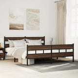 Metal Bed Frame without Mattress Brown Oak 193x203 cm 3308480