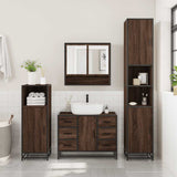 4 Piece Bathroom Furniture Set Brown Oak Engineered Wood 3301234