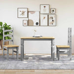 ZNTS 3 Piece Dining Set Panama Grey Solid Wood Pine 3345195