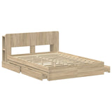 Bed Frame with Storage Sonoma Oak 150 x 200 cm Engineered Wood 3433591