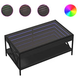 ZNTS Coffee Table with Infinity LED Black 90x50x38 cm 847707