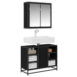 Bathroom Furniture Set 2 pcs Black Oak Engineered Wood 3402461